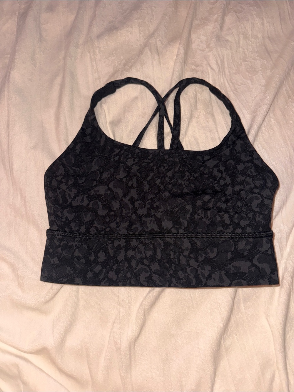 Lululemon Black Patterned Strappy Sports Bra